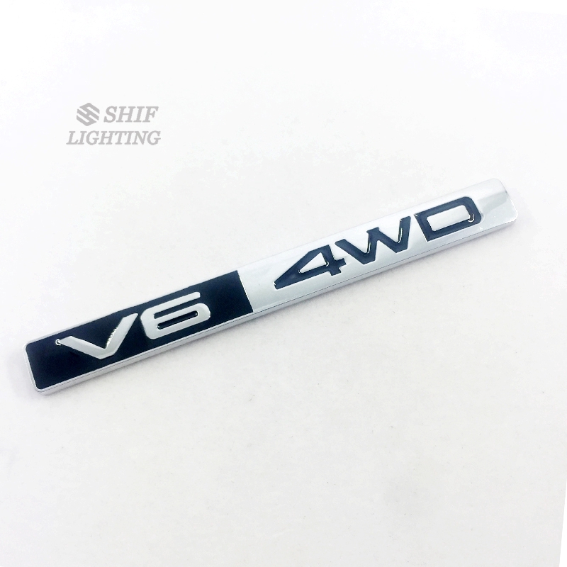 1Pc Stiker Emblem Logo V6 4WD Bahan Metal Untuk Mobil KIA HYUNDAI