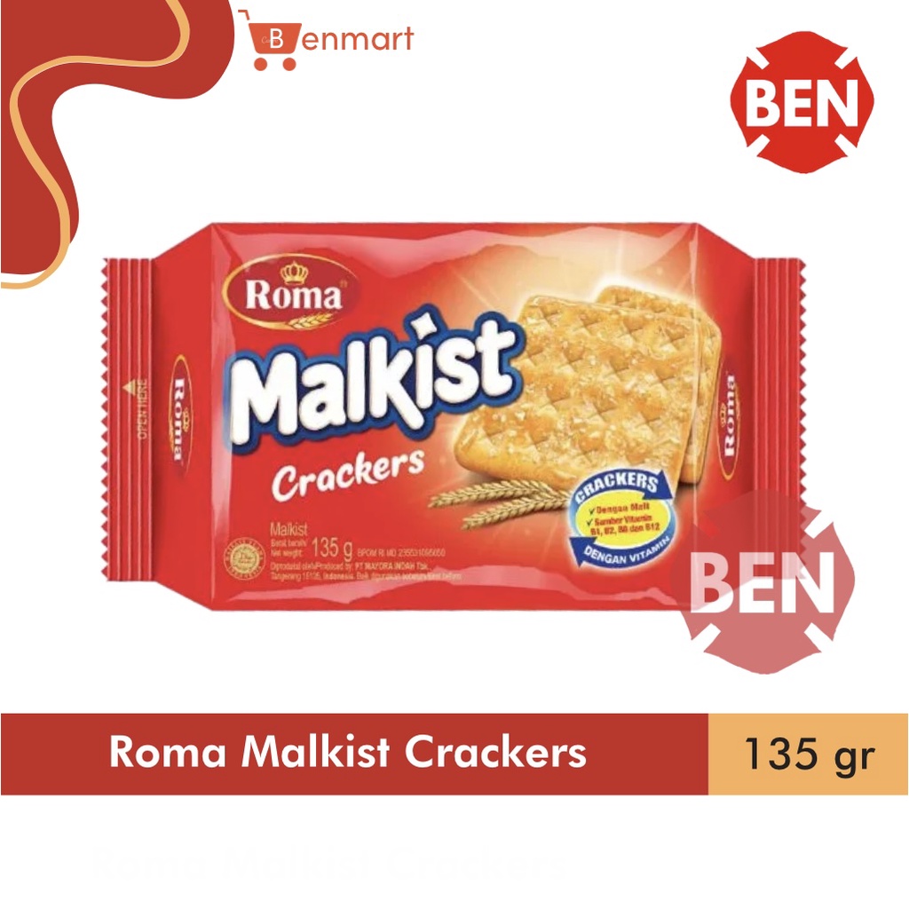 

ROMA MALKIST CRACKERS 135 gr Kotak Dus Merah Gula Grosir Biskuit Wafer Malkis