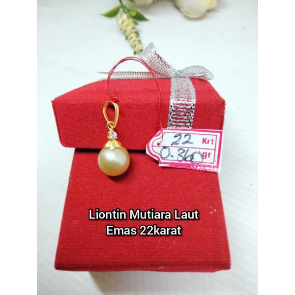 BERSERTIFIKAT LIONTIN MUTIARA LAUT LOMBOK ASLI EMAS 22 KARAT