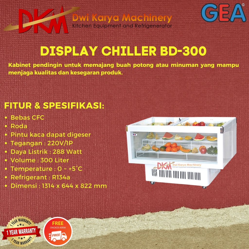 DISPLAY CHILLER GEA BD-300 / KABINET PENDINGIN BUAH GEA BD300