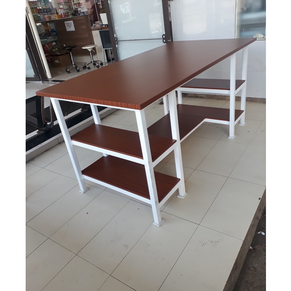 meja kerja uk 80x160cm tinggi 75cm ada 2rak kanan kiri/modern/kokoh/multifungsi