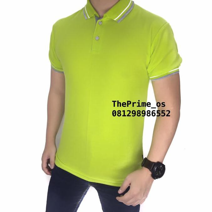 promo kaos polo shirt , polo shirt pria , kaos polo hijau stabilo terbaru
