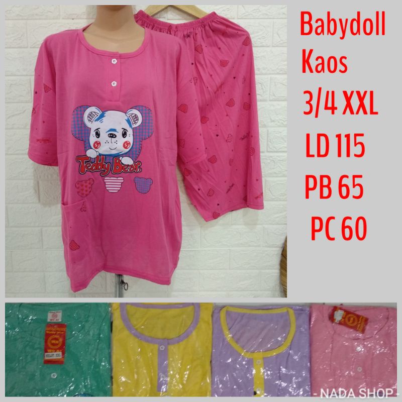 Babydoll Kaos 3/4 XXL Babydoll Jumbo Kulot Termurah