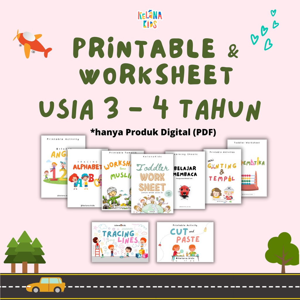 Printable Worksheet Lembar Kerja Anak 3-4 Tahun TK PAUD Beragam Tema Belajar Mainan Edukatif PDF
