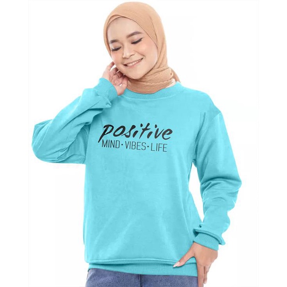 Kaos Lengan Panjang POSITIVE / Kaos Sweatshirt / Atasan Wanita / Atasan Wanita Lengan Panjang