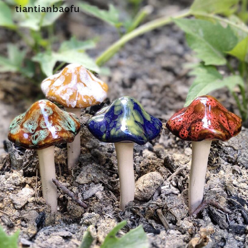 [tiantianbaofu] Ceramic Simulation Mushroom Model Bonsai Ornament DIY Home Garden Lawn Decor Boutique