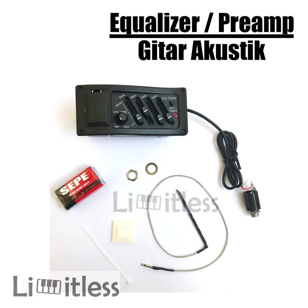 Preamp Equalizer / Equaliser Spul Pick Up Gitar Akustik EQ7545R EQ-7545R