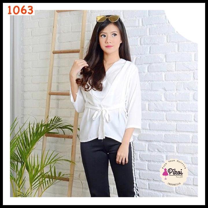 BAJU BLOUSE / BAJU KIMONO WANITA / ATASAN POLOS / KIMONO PUTIH HITAM