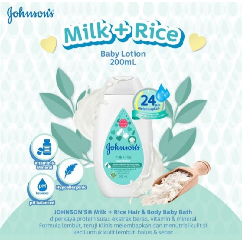 Johnsons Baby Lotion Milk &amp; Rice / Cotton Touch 500ML/ 200ML