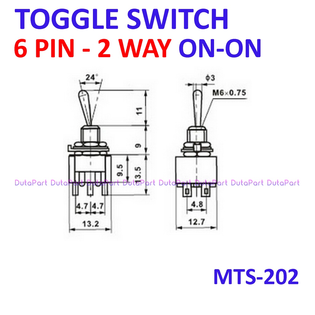 Saklar Toggle MTS-202 6 PIN 2 Way Arah Posisi ON-ON Switch Togle