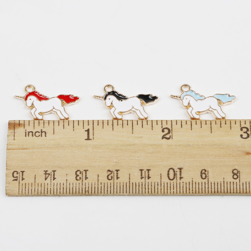 10pcs / Lot Liontin Enamel Bentuk Unicorn Untuk Membuat Perhiasan Kalung Gelang Dan Anting