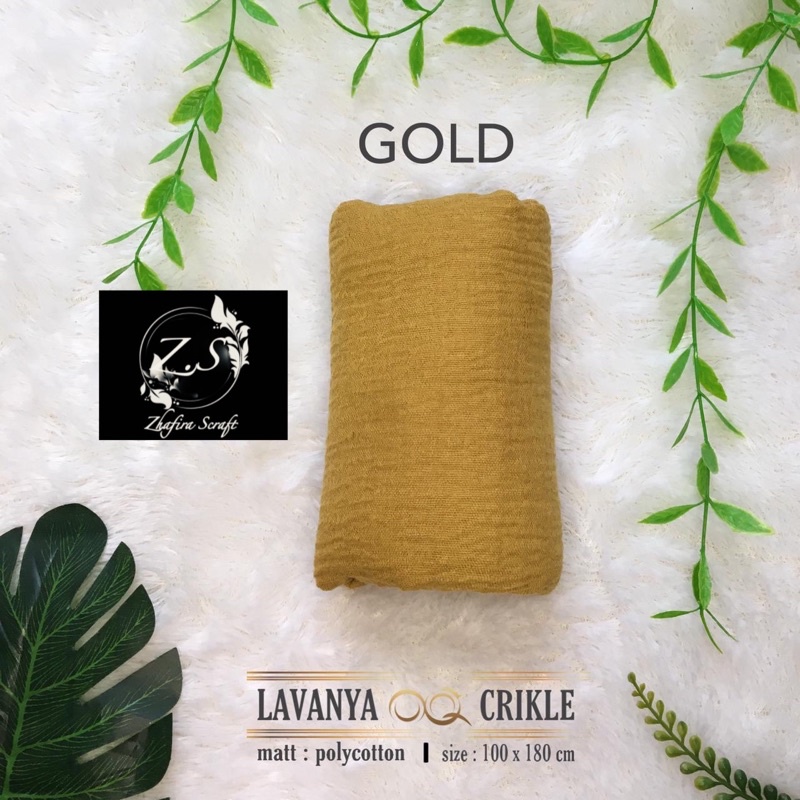 HIJAB Best Seller PASHMINA CRINKLE / CRINCLE - PASHMINA CUTTON CRINKLE / NEGRO / KUSUT-Gold