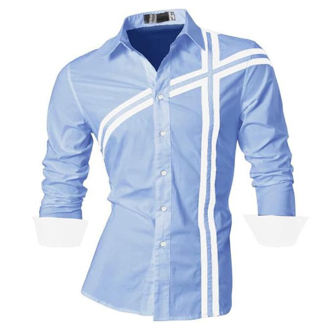 Recomended Domino Royal Blue Sc Kemeja Pria Katun Strecth Biru Muda Promo