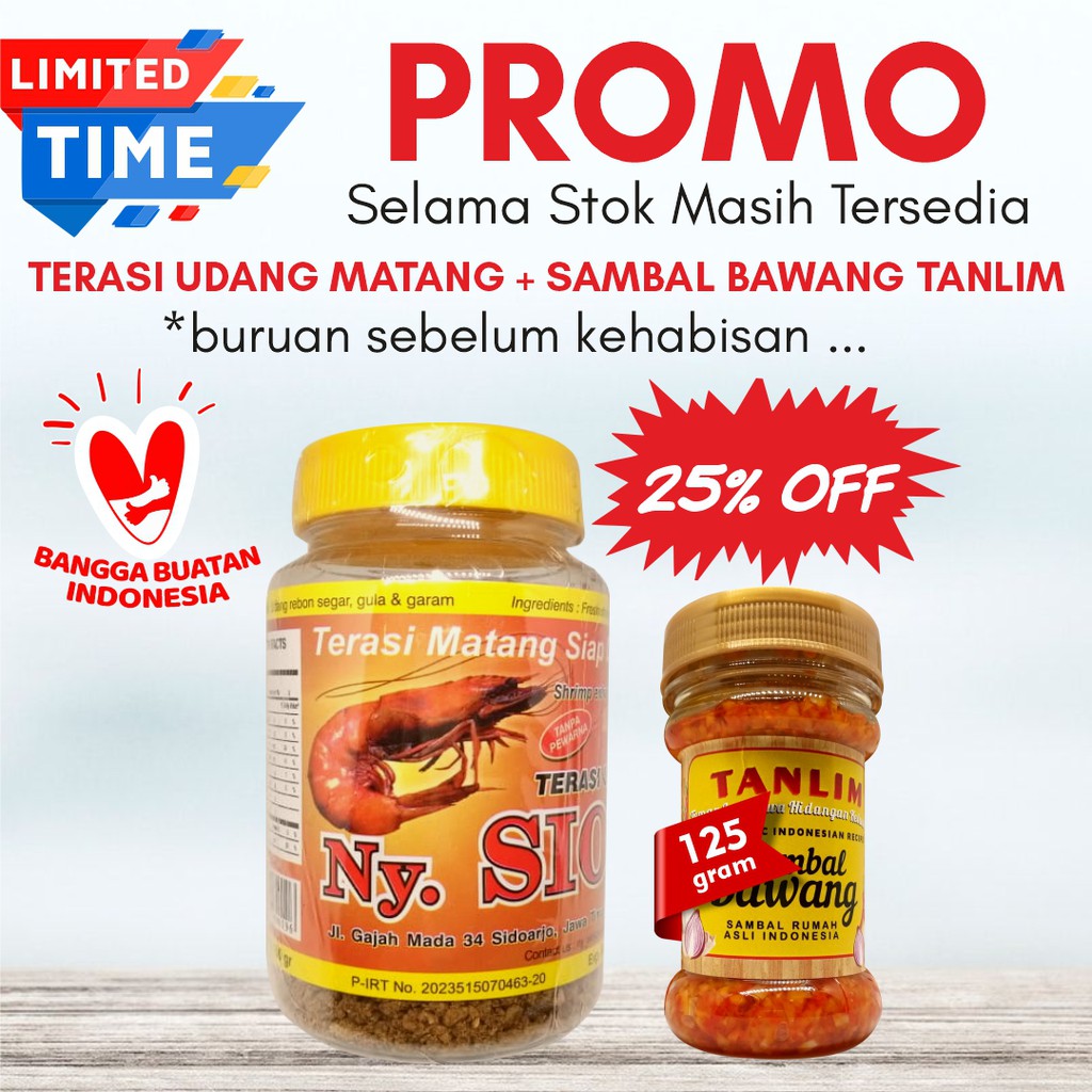 Trasi / Terasi / Belacan Udang Matang Ny. Siok 150gr + Sambal Bawang Tanlim