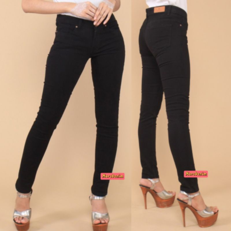 CELANA JEANS PENSIL SKINNY HITAM WANITA PREMIUM