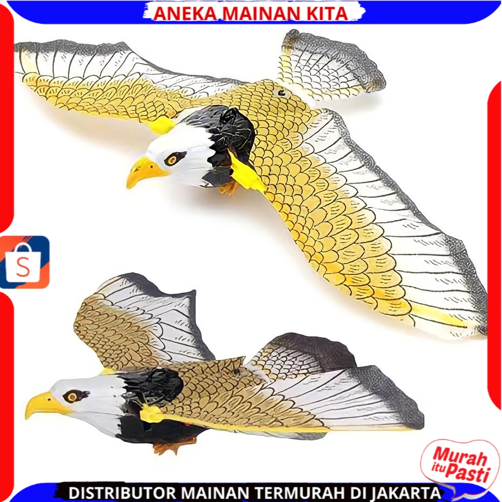 Mainan Anak Burung Elang Terbang Gantung Pakai Baterai Ada Suara Dan Mata Menyala