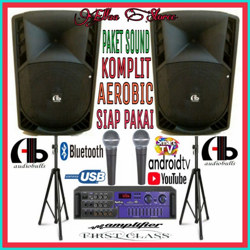 Paket Karaoke Bass & Aerobic ,Karaoke ,Senam Ampli Karaoke firstclass Bluetooth Dan Speaker 12 Inch