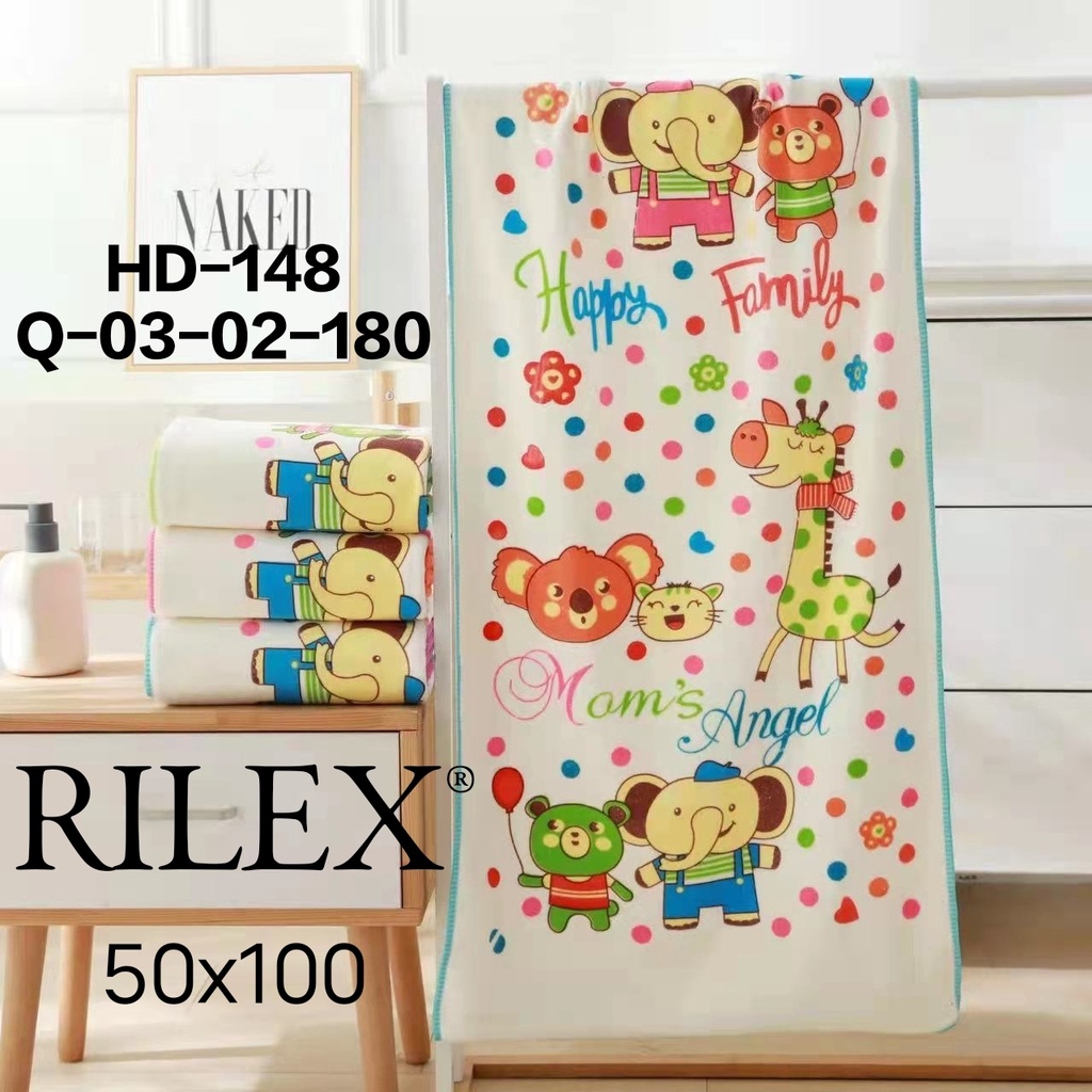 handuk bayi microfiber lucu lembut dan lebar RILEX 50x100 (RANDOM)