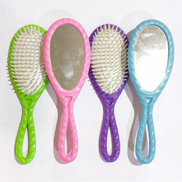 Sisir rambut oval dengan kaca