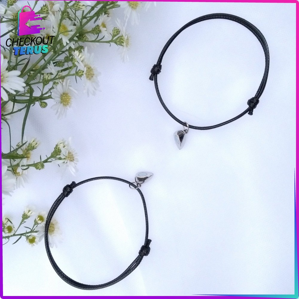 CT K67 Gelang Couple Magnet Fashion Wanita Pria Isi 2PCS Braided Bracelet Gelang Anyaman Tali Persahabatan Gelang Unik