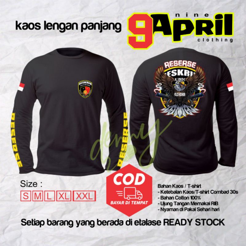 kaos lengan panjang RESERSE, RESKRIM,kaos polisi, pakayan polisi