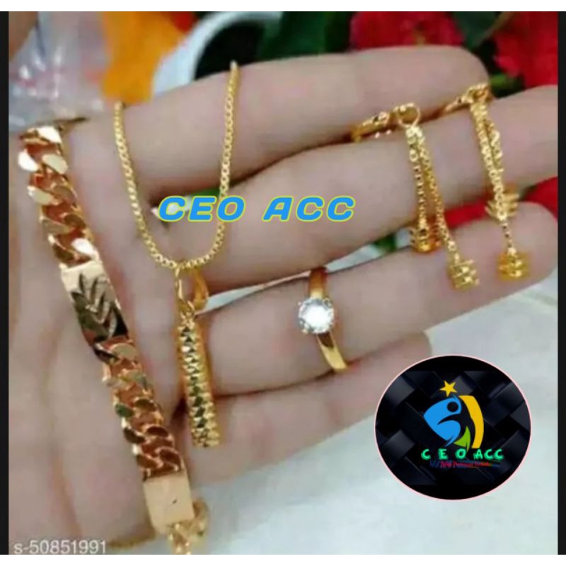 CEO 1 Set Perhiasan Wanita Mewah Lapis Emas Mewah Dipakai