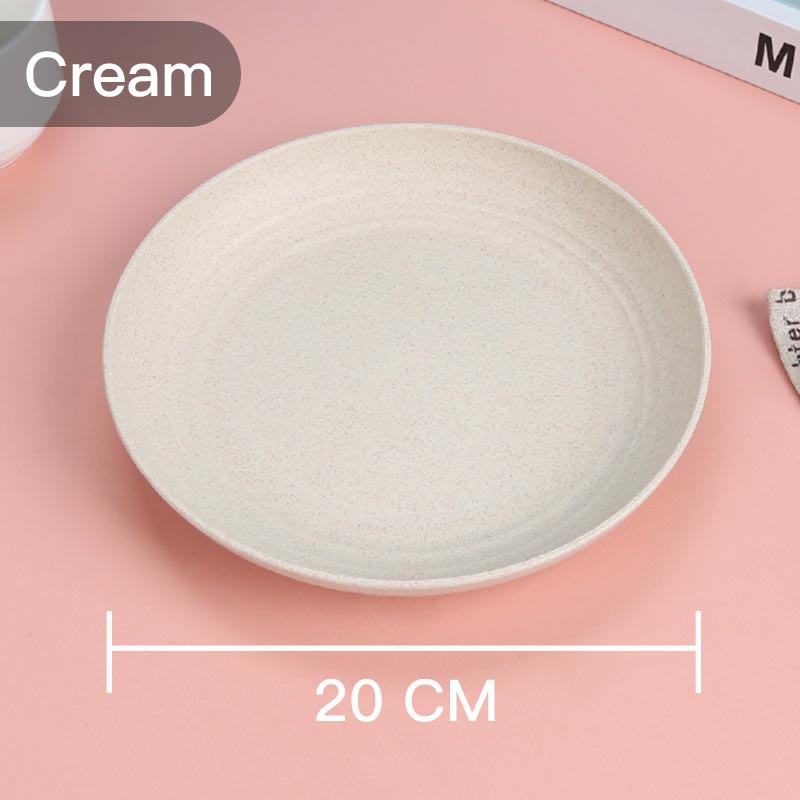 ❤ READY STOCK❤Piring Makan Saji |14.5、 20 、23 dan 25 cm Round Plate Piring Saji | Ramah Lingkungan | Biodegradable-20cm-Cream