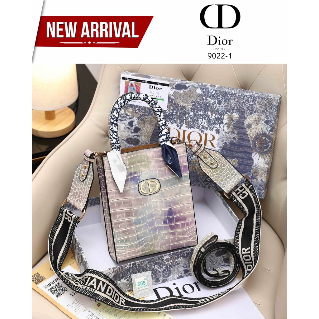 Ch Di'or Petit Sac Plat Brilliant Alligator Sling Bag #9022-1 (with Twilly) (Tas Import Wanita) #11