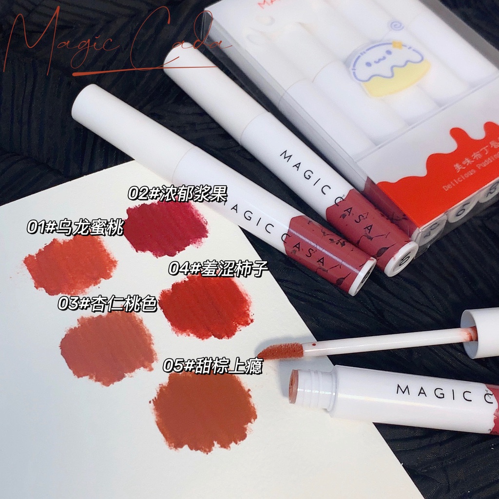 MAGIC CASA DELICIOUS  PUDDING LIP GLAZE SET 5PCS