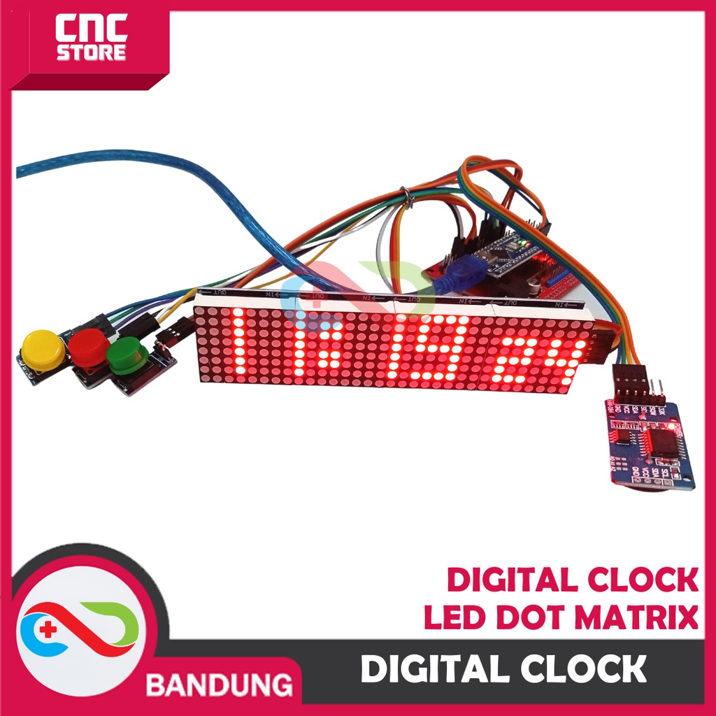 KIT DIGITAL CLOCK LED DOT MATRIX JAM DIGITAL ARDUINO PAKET LENGKAP