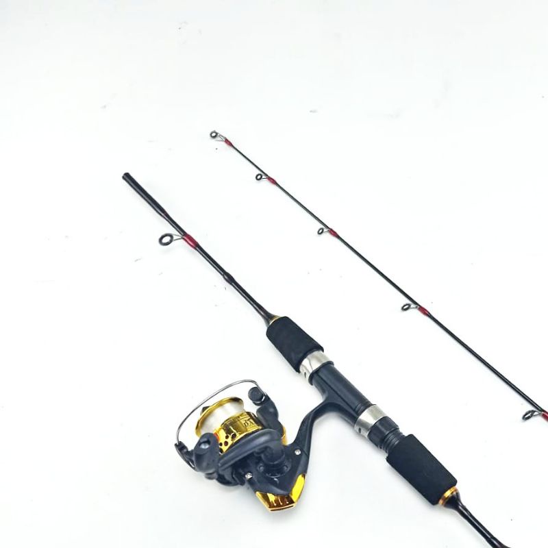 terlaris murah satu set joran pancing spinning kaku lentur fiber solid kuat ajiro kujira 165 180 198 cod