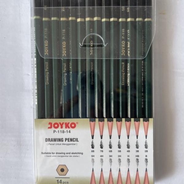 

[KODE CQ7TR] Joyko Drawing Sketch Pencil / Pensil gambar sketsa set ( ketebalan komplit ) P-118-14 P 118 isi 14 pcs