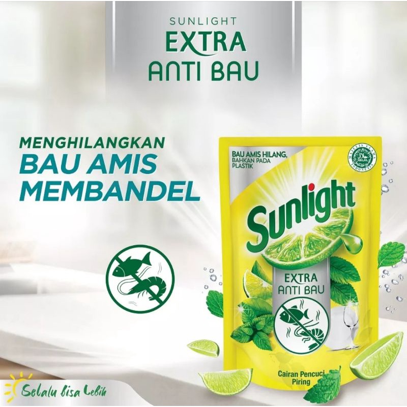 SUNLIGHT Sabun Pencuci Piring Extra Anti Bau Jeruk Nipis &amp; Daun Mint 650ml