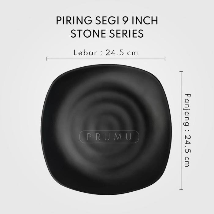 PRUMU Melamine Stone Piring 9 inch - Piring Kotak - Piring Cafe - Piring Restoran - Piring Segi Golden Dragon P2309A