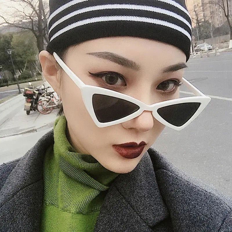 Kacamata Hitam 2020 Korean Ulzzang Triangle Vintage Cat Eye Sunglasses Women Men-Won