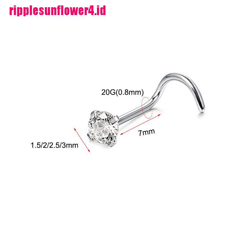 1pc Anting Tindik Hidung Bahan Stainless Steel Hias Kristal Untuk Wanita