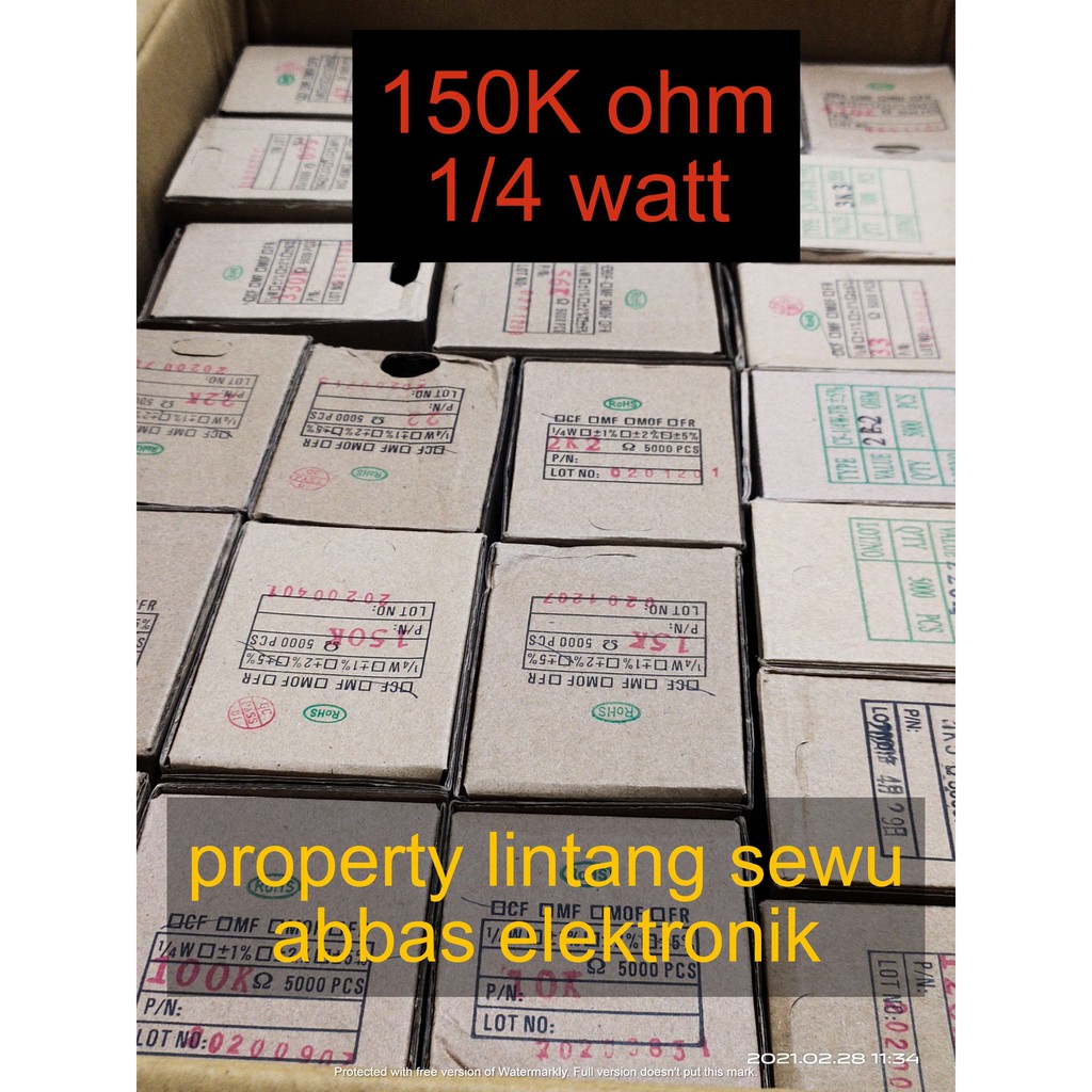 10PCS resistor 150k ohm 150 kilo ohm150000 ohm 0.25 watt