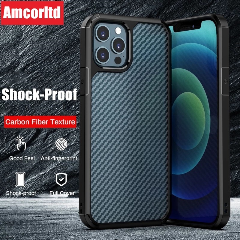 Soft Case Pelindung Bahan Carbon Fiber Transparan Untuk Iphone 11 12 Pro Max X Xs Max Xr 7 8 Plus Se 2020 12 Minicase