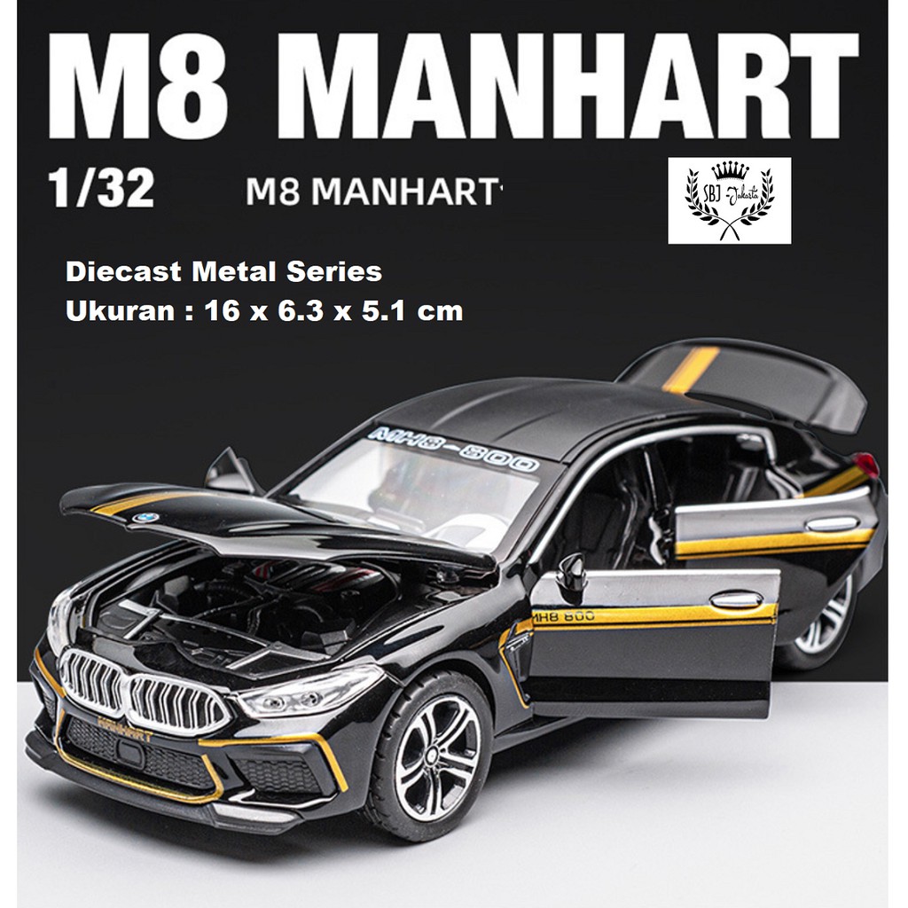 Diecast Miniatur Mobil BMW M8 MANHART Metal Collection Series Skala 1:32