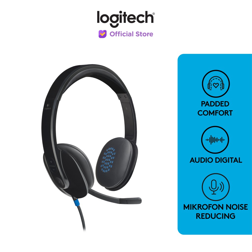 Logitech H540 Headset Stereo USB dengan Mikrofon Noise-Cancelling