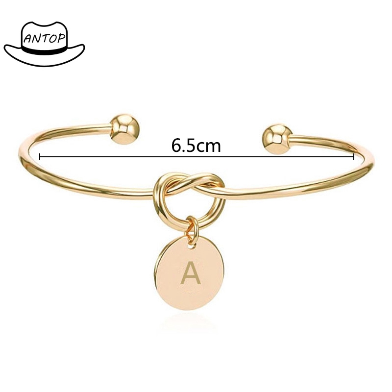 Antop！Gelang Bangle Motif 26 Huruf Alfabet A-Z untuk Wanita