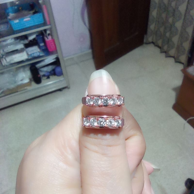 GabrielleJewelry - Cincin Listring Cincin Baris Satu Replika Berlian Zirconia Lapis Emas