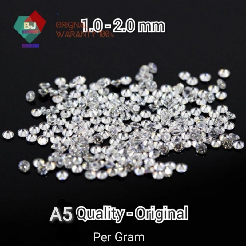 Per Gram A5 Quality 1.25 MM - 2 MM White Cubic Zirconia Permata tabur Per gram