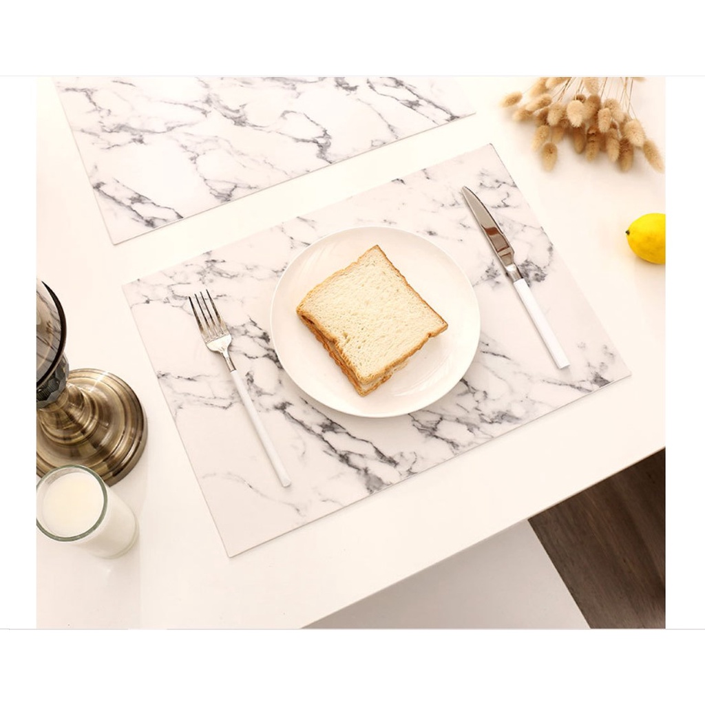 PVC Square Marble / Tatakan Alas Piring Mangkok Meja Makan Anti Air dan Panas