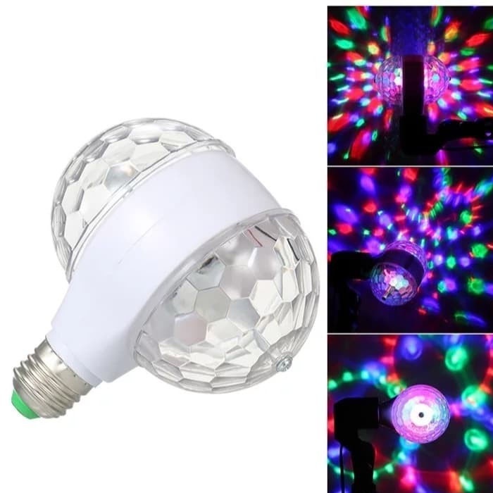 Paling Laris - Lampu Disco Dua Sisi - Lampu Hias - Lampu Disko Kamar Lampu Disco LED 2 Sisi 2 Head 2 Kepala Full Color Rotating Lamp Party Light LED LED Mini Lampu Disko Lampu Berputar Penuh Warna Lampu Pesta - 1 PCS