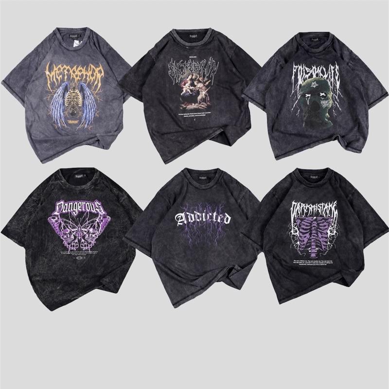 Kaos Oversize Wash Distro Motif