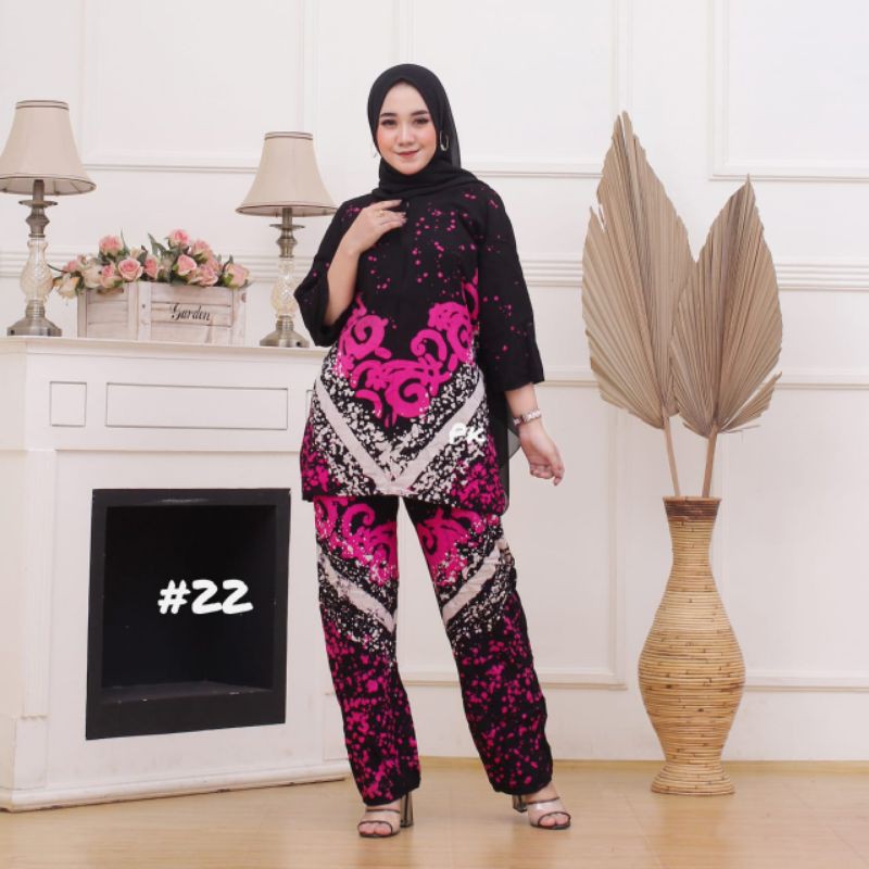 setelan batik wanita. piyama batik. piyama rayon. baju tidur. sleepwear rayon. tiedie rayon