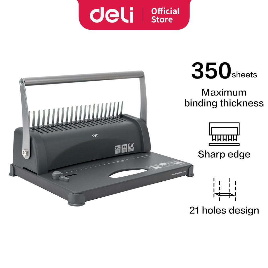 Jual Deli Binding Machine Mesin Jilid Spiral Plastik A4 21 Lubang Kotak