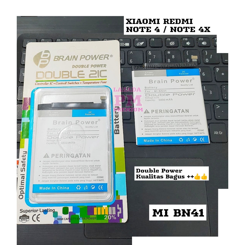 Baterai Battery Xiaomi Redmi NOTE 4 BN41 Double Power / Batre Xiaomi Redmi Note 4x Brain Power BN41