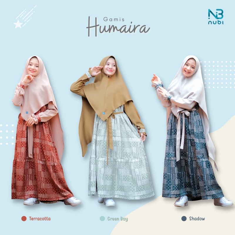 GAMIS HUMAIRA NUBI SET JILBAB / BAJU MUSLIM ANAK PEREMPUAN